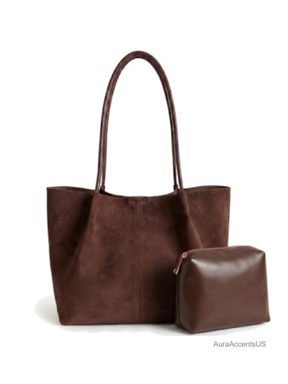 Ultra-Soft Faux Suede Work Tote Bag Fits 15.6" Laptop Magnetic Closure